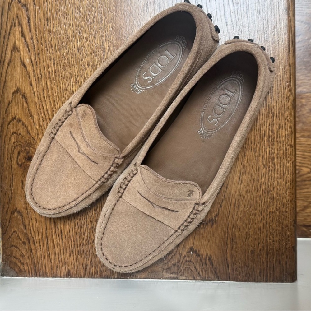 Tan Suede Tod’s Gommino Suede Loafers